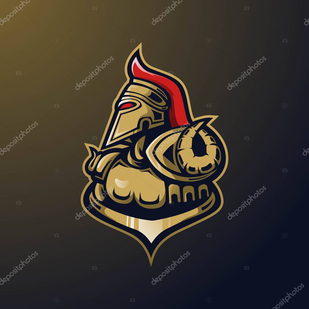 Knight mascot logo design vector with modern illustration concept style for badge, emblem and t-shirt printing. Medieval knights for sport or gaming