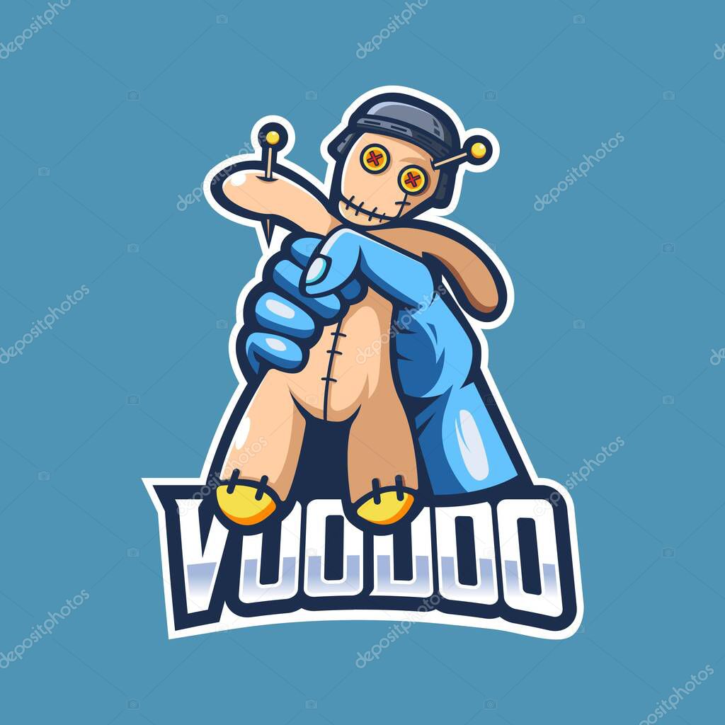 Voodoo doll mascot logo design vector