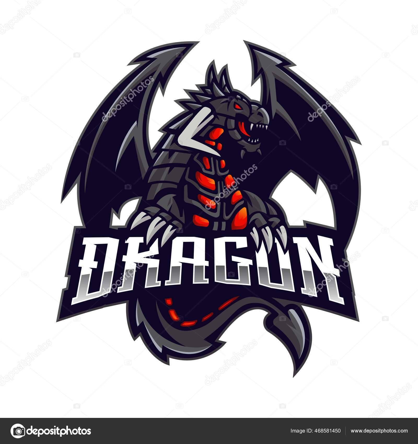 Design de logotipo de jogos de dragão esport