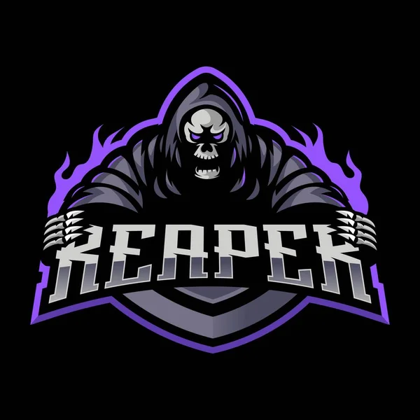 Grim Reaper Vector Diseño Del Logotipo Mascota Del Deporte Electrónico — Archivo Imágenes Vectoriales