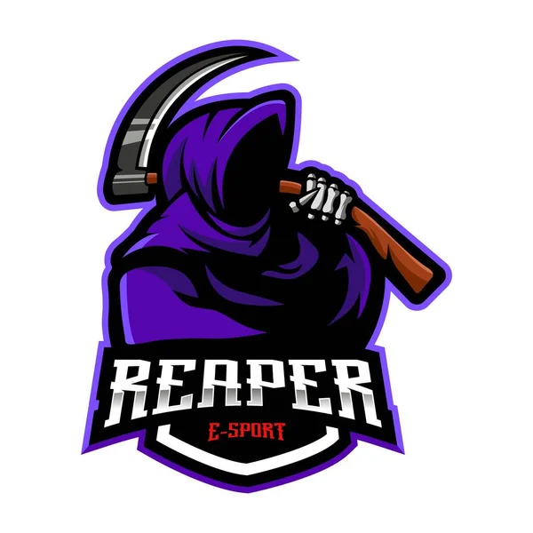 Vector Diseño Del Logotipo Mascota Reaper Con Moderno Estilo Concepto — Archivo Imágenes Vectoriales