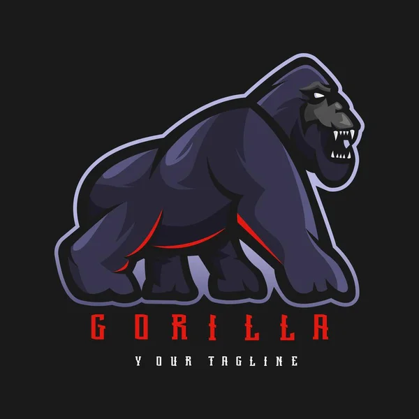 Gorilla Maskottchen Logo Designvektor Mit Modernem Illustrationskonzept Für Abzeichen Emblem — Stockvektor