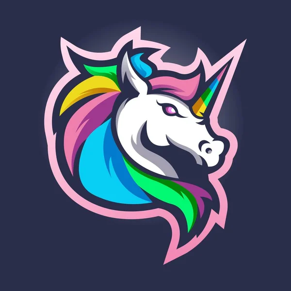 Unicorn Mascote Logotipo Design Vetor — Vetor de Stock