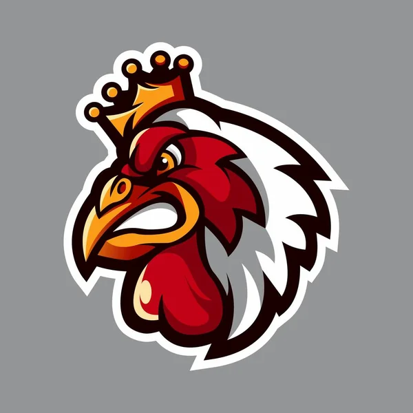 Kyckling Kung Tecknad Maskot Logotyp Illustration — Stock vektor