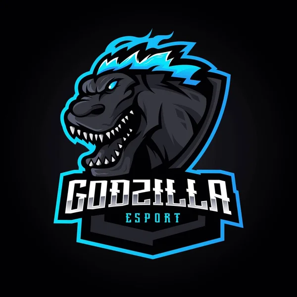 Vector Diseño Del Logotipo Mascota Godzilla Esport Con Moderno Estilo — Vector de stock