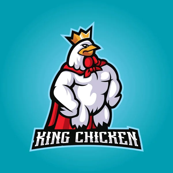 Курячий Король Мультфільм Талісман Логотип Ілюстрація — стоковий вектор