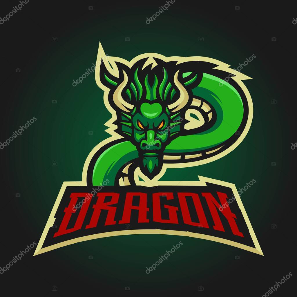 Dragon esport mascot logo design vector with modern illustration concept style for badge, emblem and t-shirt printing
