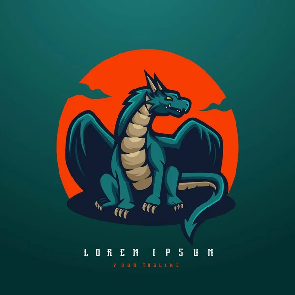 Vecteur Conception Logo Mascotte Dragon Avec Style Concept Illustration Moderne — Image vectorielle