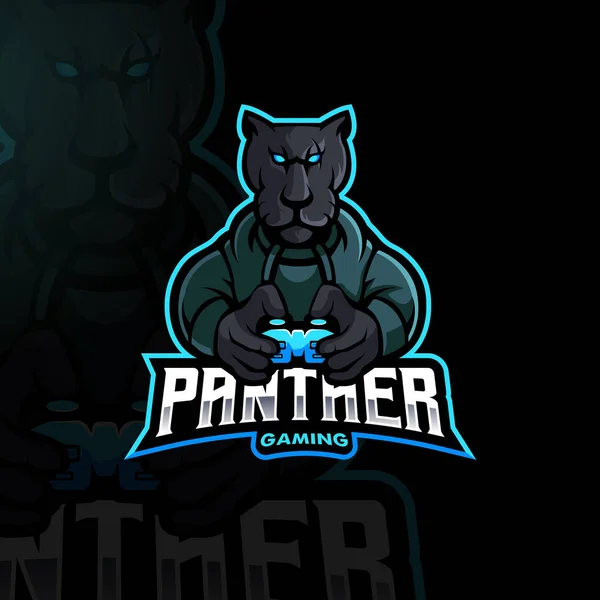 Pantera Gamer Mascota Esport Logo Design — Archivo Imágenes Vectoriales