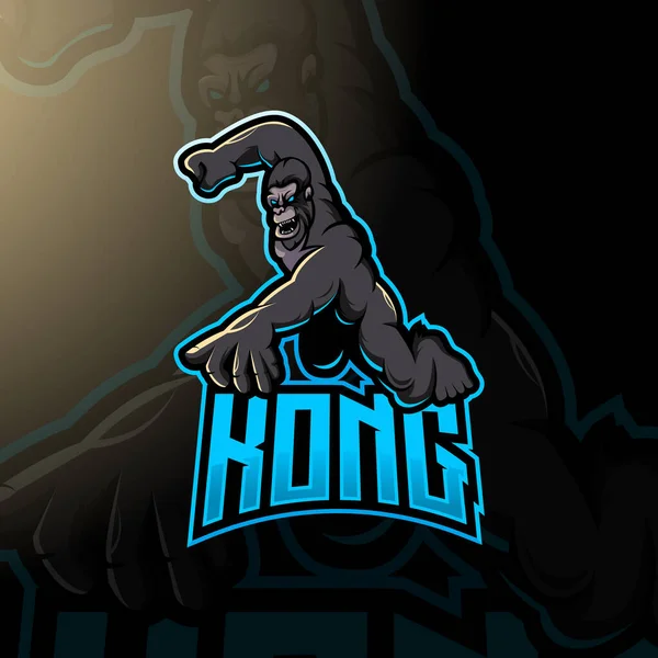 Kong Logo Pro Esport Gaming Nebo Team — Stockový vektor