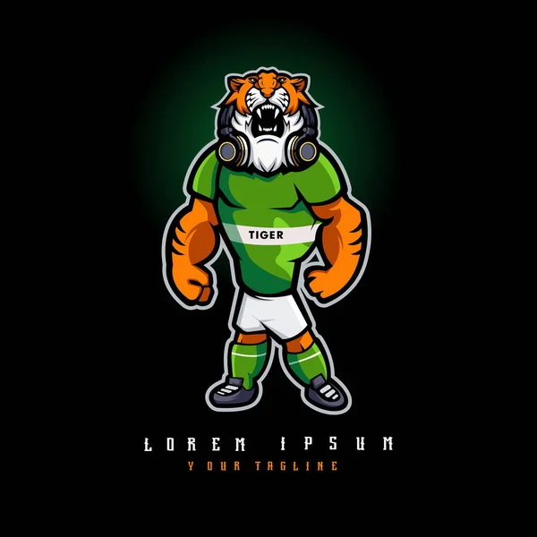 Tigre Mascota Diseño Ilustración Para Deportes Equipo — Archivo Imágenes Vectoriales