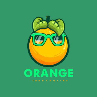 Turuncu Gözlük Giyen Maskot Logosu Tasarım Vektörü