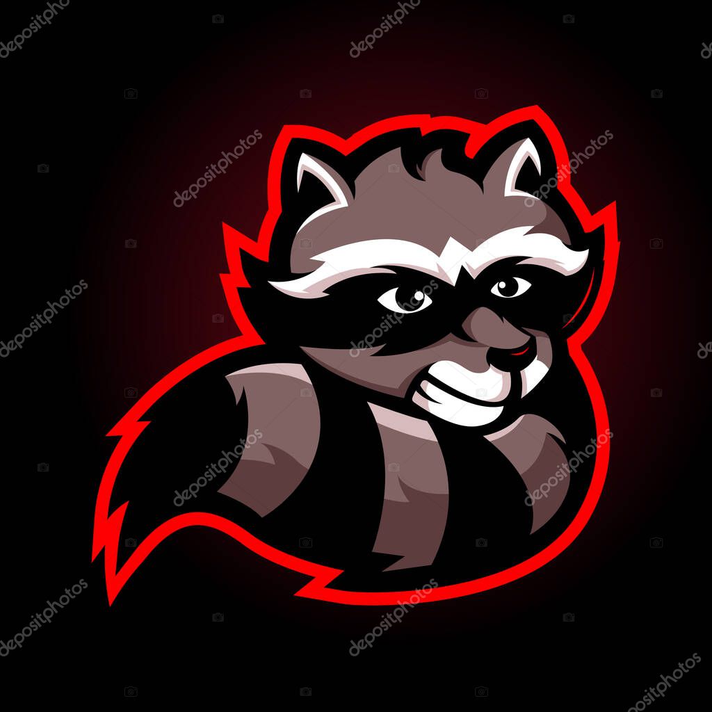Raccoon mascot logo design vector with modern illustration concept style for badge, emblem and t-shirt printing. Suitable for sport mascot, team logo or gaming.