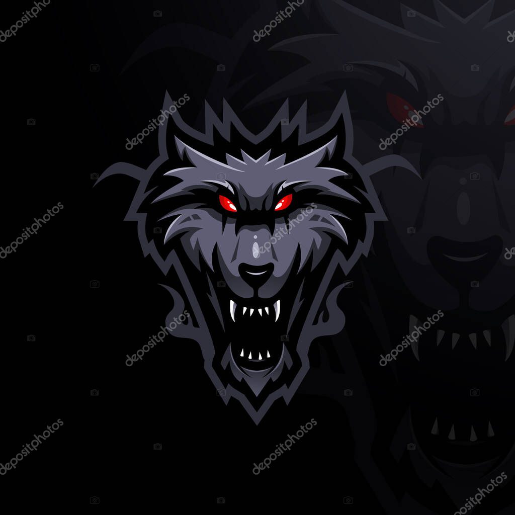 Wolf mascot logo design vector with modern illustration concept style for badge, emblem and t shirt printing. Angry wolf illustration for gaming, sport and team