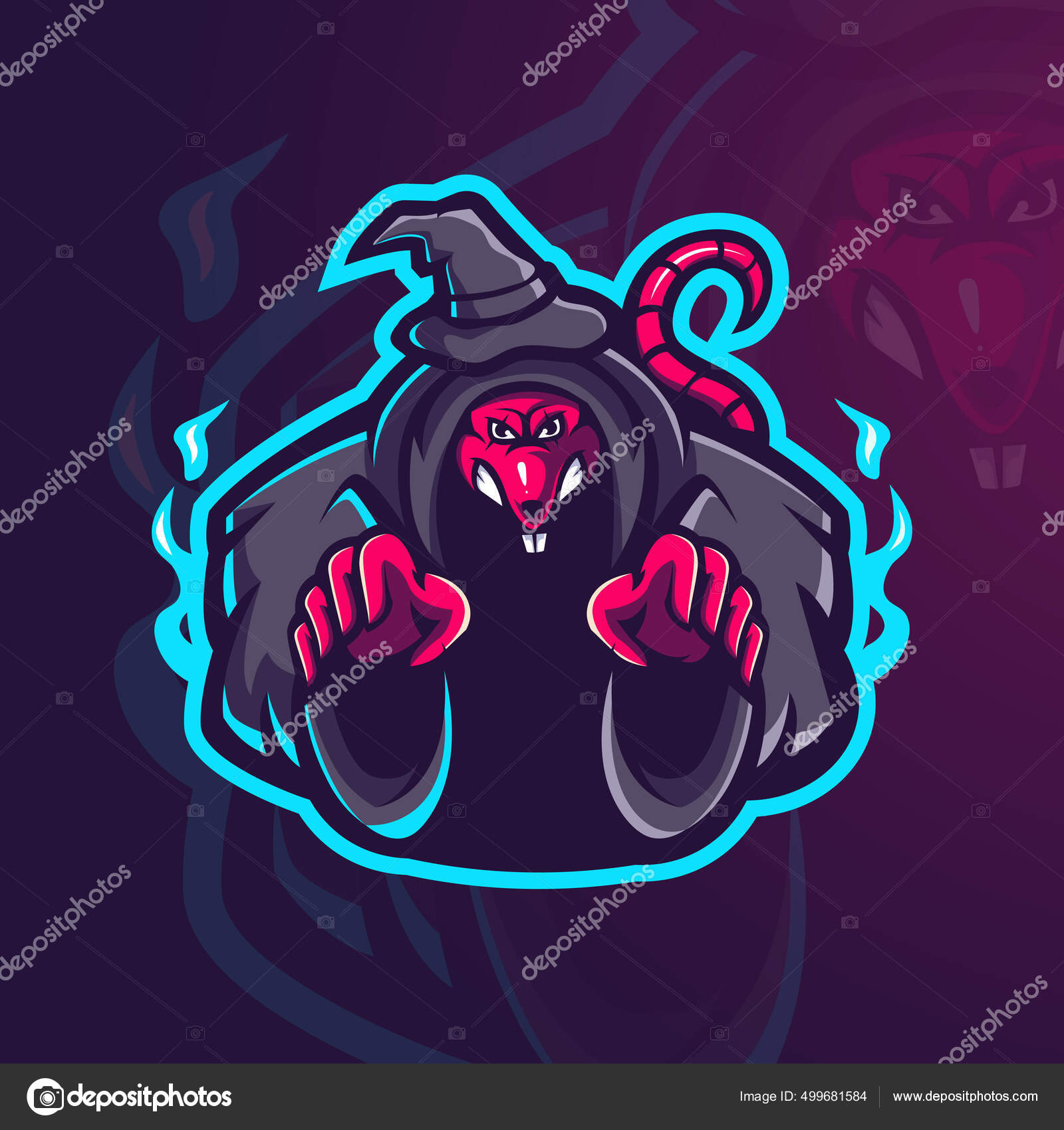 Logotipo do jogo do mascote do gato preto rei