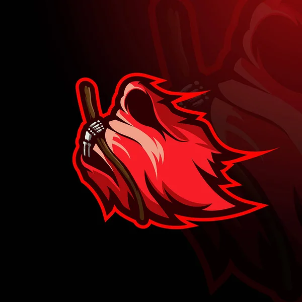 Ange Rouge Mort Mascotte Esport Logo Design Illustration Vectoriel — Image vectorielle