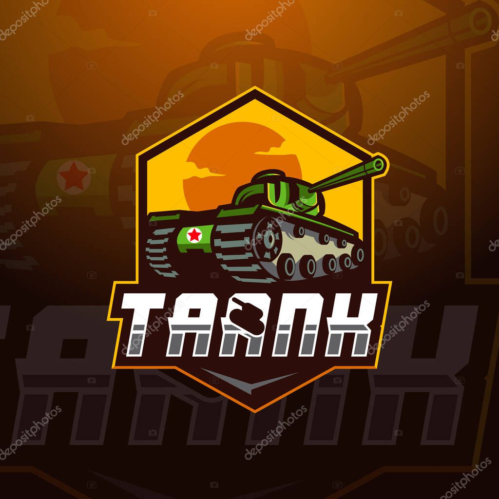 Tank eSport Mascot Logo Design Illustration Vector