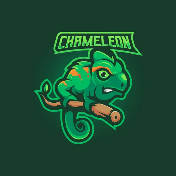 Chameleon Mascot Logo Design Vector Modern Illustration Concept Style Badge — Stock Vector