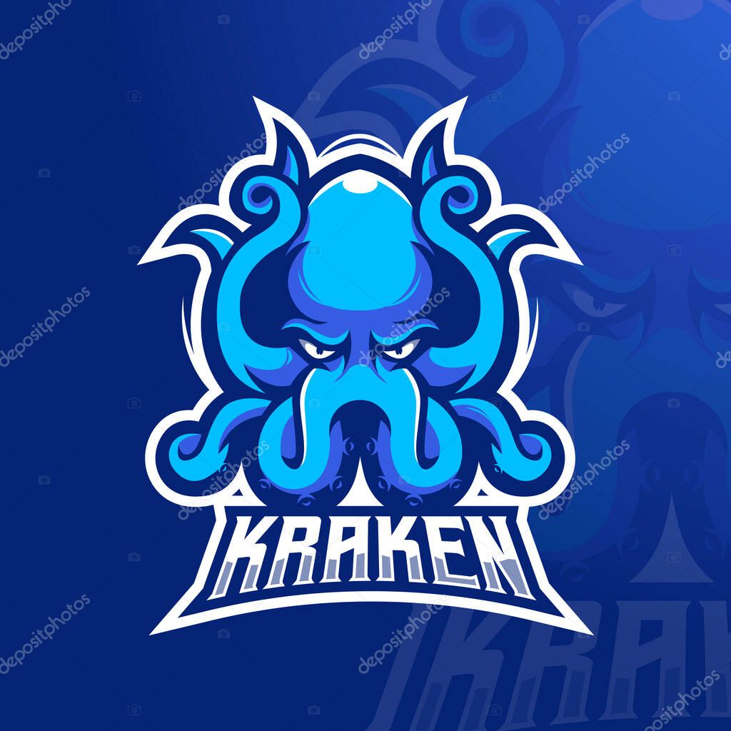 Kraken detailed esports gaming logo template