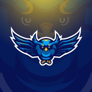 Baykuş Maskotu Logosu Spor, oyun, esport takımı için Vektör İllüstrasyonu