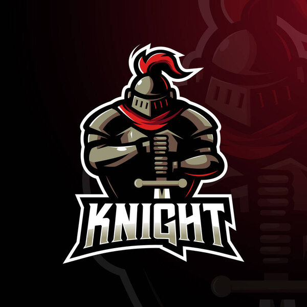 Вектор иллюстраций логотипа Knight Gaming Mascot