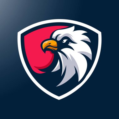 Spor ve oyun takımı için kalkanda kartal logosu tasarımı çizimi