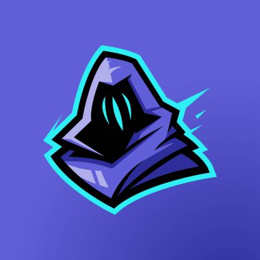 Yiğit oyun karakteri maskot logosu tasarımı illüstrasyon vektörü