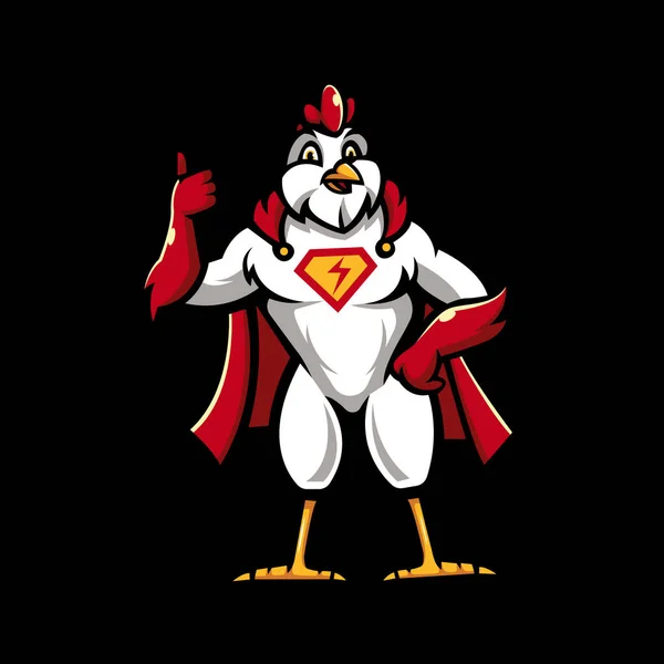 Superhjälte Kyckling Maskot Logotyp Design Illustration Vektor — Stock vektor