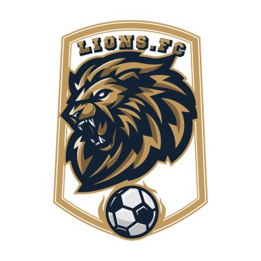 Angry lion sport logo for football or soccer team