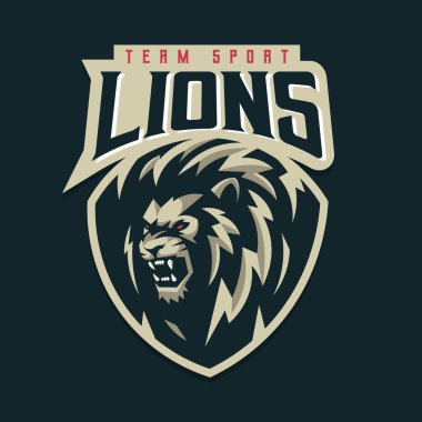 Angry lion mascot logo for sports team