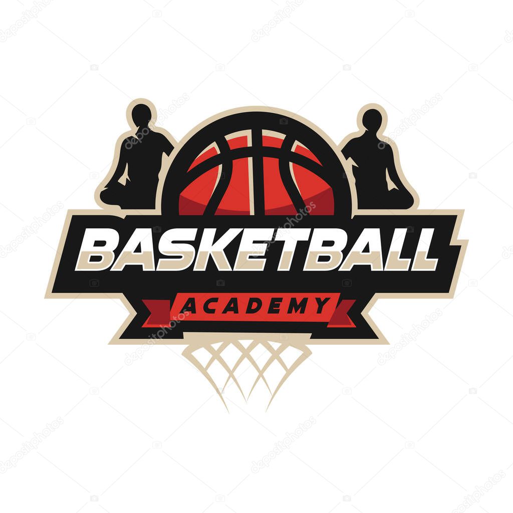Basketball academy sport logo isolated white background