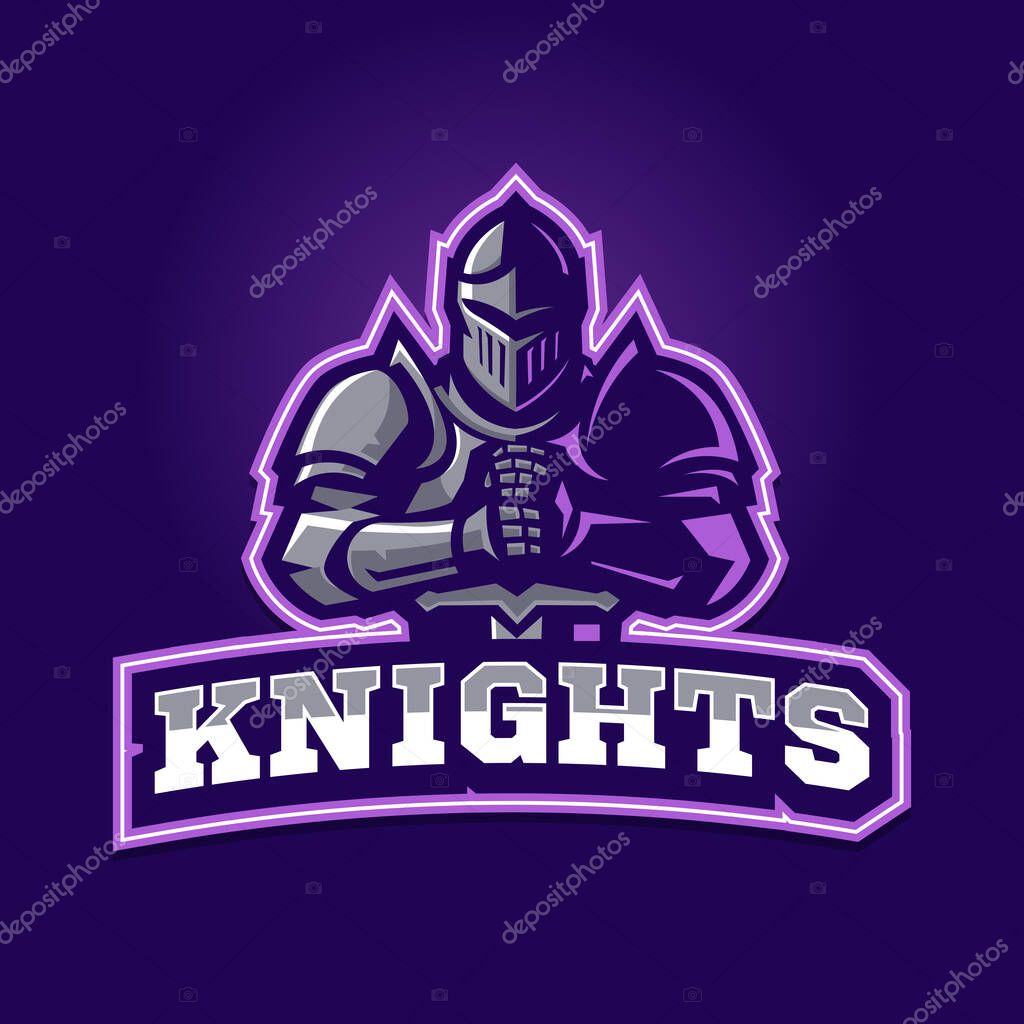 Knight gaming team logo design illustration