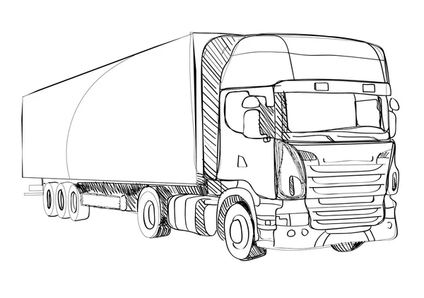 Ciężarówka, konspekt, szybki szkic — Wektor stockowy