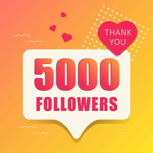 Gracias 5000 Seguidores Banner Botón Póster Para Redes Sociales Ilustración — Vector de stock