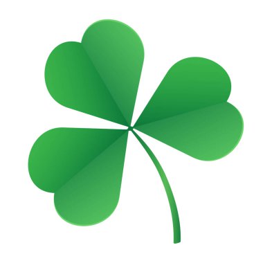 Yeşil üç yapraklı yonca. Beyaz bir arka planda izole edilmiş. Vektör illüstrasyonu.