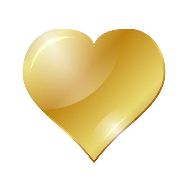 輝くハイライトとゴールドの心 3Dベクトル図 — ストックベクタ