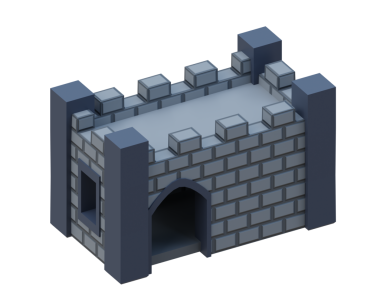 Gri tuğlalı ortaçağ kalesi. 3d oluşturma.