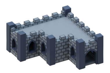 Gri tuğlalı ortaçağ kalesi. 3d oluşturma.