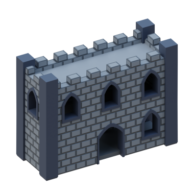 Gri tuğlalı ortaçağ kalesi. 3d oluşturma.