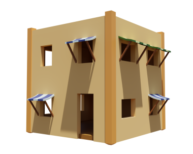 Desert House 'da. 3D görüntüleme. Mimarlık sanatı.