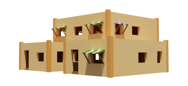 Desert House 'da. 3D görüntüleme. Mimarlık sanatı.