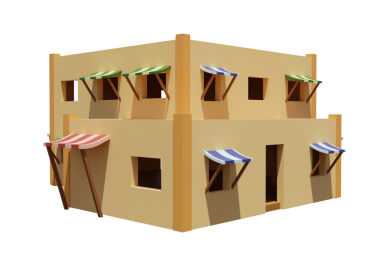 Desert House 'da. 3D görüntüleme. Mimarlık sanatı.