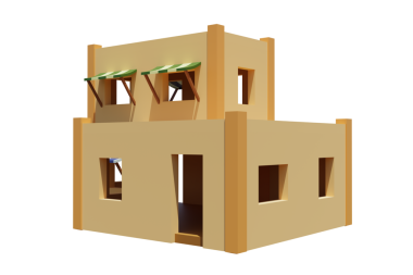 Desert House 'da. 3D görüntüleme. Mimarlık sanatı.