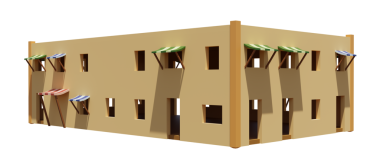 Desert House 'da. 3D görüntüleme. Mimarlık sanatı.