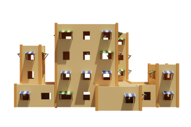 Desert House 'da. 3D görüntüleme. Mimarlık sanatı.