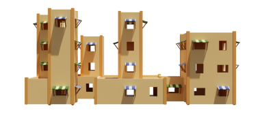 Desert House 'da. 3D görüntüleme. Mimarlık sanatı.