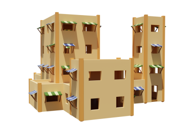 Desert House 'da. 3D görüntüleme. Mimarlık sanatı.