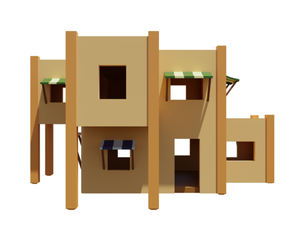 Desert House 'da. 3D görüntüleme. Mimarlık sanatı.