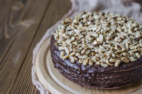 Torta de chocolate panqueque con salsa de chocolate —  Fotos de Stock