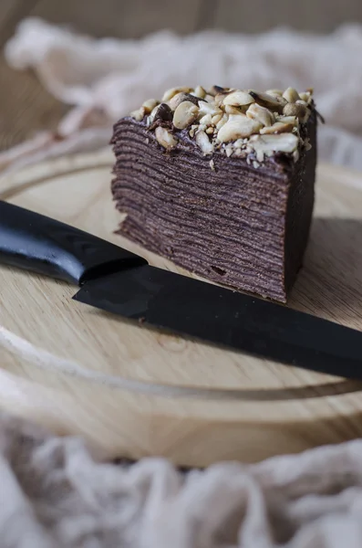 Torta de chocolate panqueque con salsa de chocolate —  Fotos de Stock